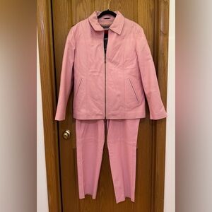 K-OSS VINTAGE Pink Barbiecore Biker Leather Jacket and Pants Set Size XL/14